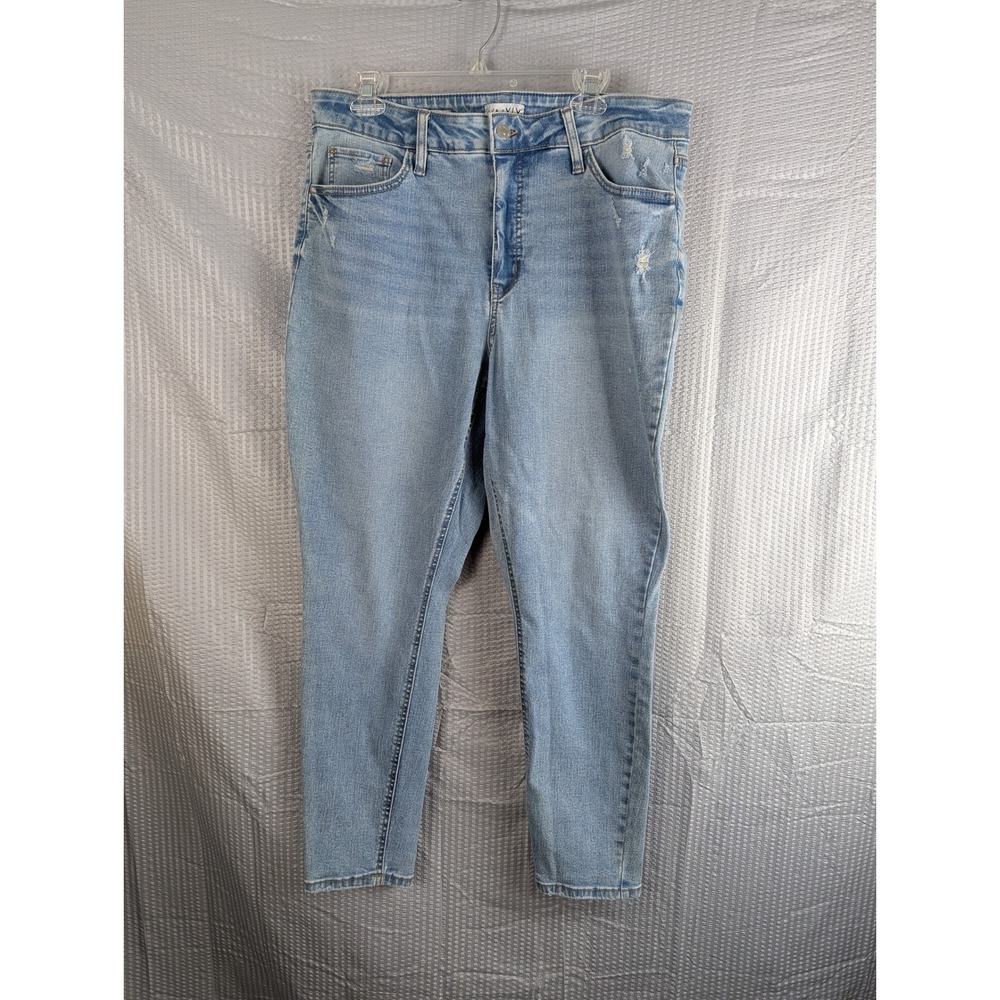 AVA & VIV High‎ Rise Skinny Jeans Womens 17 Plus Light Wash Distressed Stretch